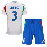 Fotballdrakt Barn Italia Federico Dimarco #3 Bortedraktsett EM 2024 Kortermet (+ Korte bukser)